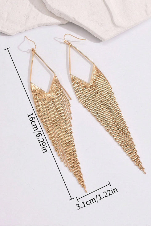 Cascading Metallic Chain Fringe Dangle Earrings