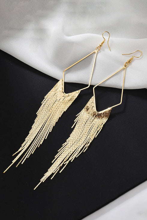 Cascading Metallic Chain Fringe Dangle Earrings