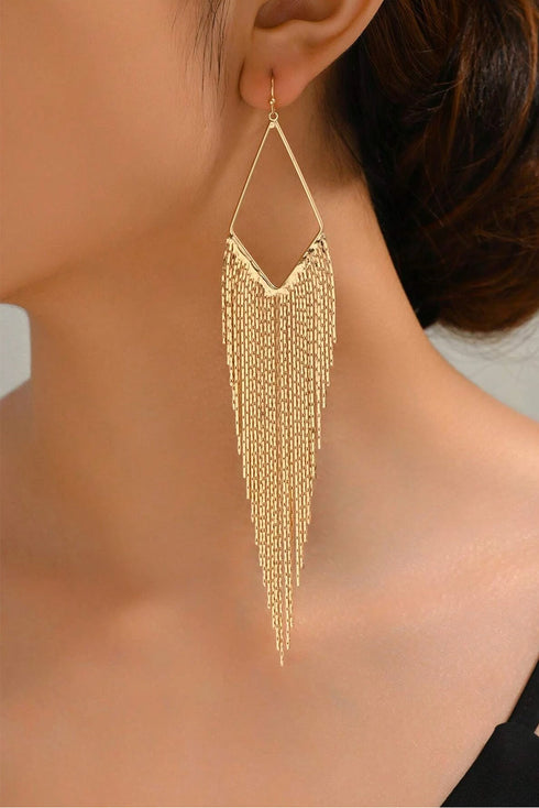 Cascading Metallic Chain Fringe Dangle Earrings