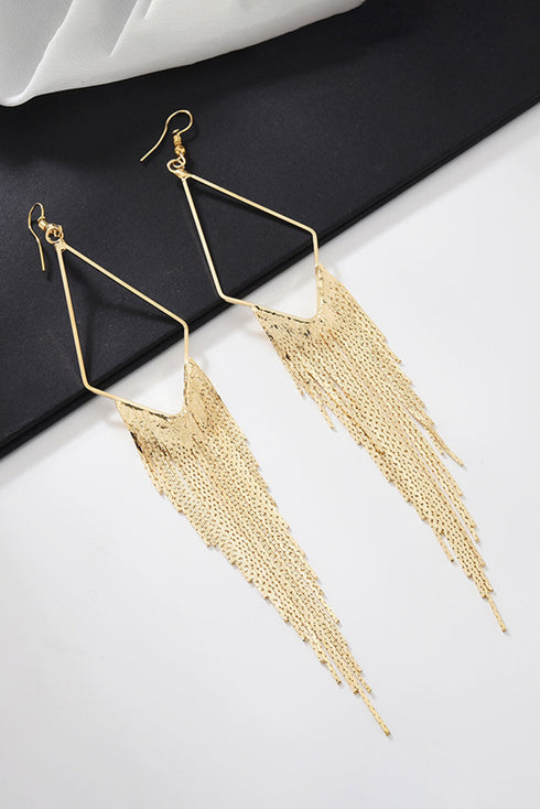 Cascading Metallic Chain Fringe Dangle Earrings