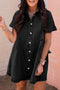 Casual A-line Ruffle Sleeve Button Front Denim Shirt Dress