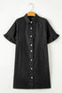Casual A-line Ruffle Sleeve Button Front Denim Shirt Dress