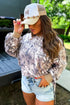 Casual Abstract Camo Print Side Split Tunic Sweatshirt