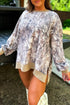 Casual Abstract Camo Print Side Split Tunic Sweatshirt