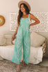 Casual Abstract Print Bib Wide Leg Overall Jumpsuit