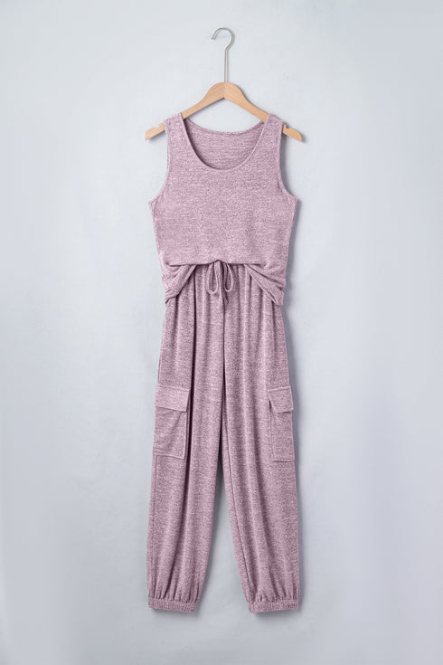 Casual Active Tank Top Drawstring Jogger Pant Sets