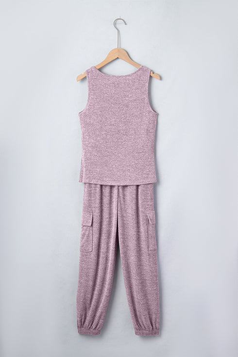Casual Active Tank Top Drawstring Jogger Pant Sets