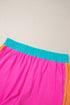 Casual Blocked Pattern Patchwork Cap Sleeve Short Set