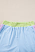 Casual Blocked Pattern Patchwork Cap Sleeve Short Set