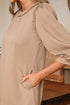 Casual Braided Trim Puff Sleeve Solid T Shirt Dress