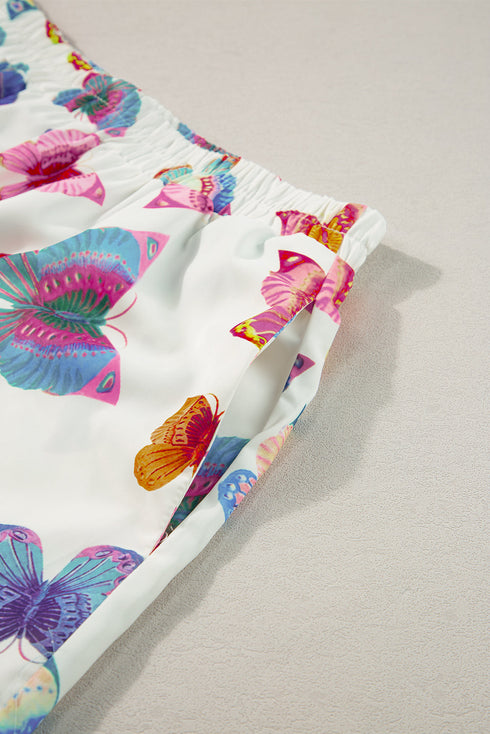 Casual Butterfly Pattern Short Sleeve Pajama Set Sleepwear