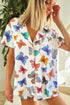 Casual Butterfly Pattern Short Sleeve Pajama Set Sleepwear