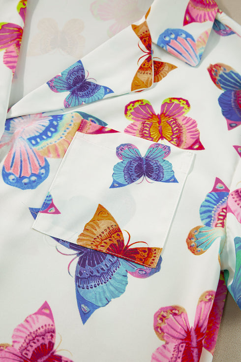 Casual Butterfly Pattern Short Sleeve Pajama Set Sleepwear