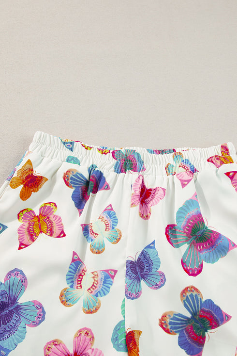 Casual Butterfly Pattern Short Sleeve Pajama Set Sleepwear