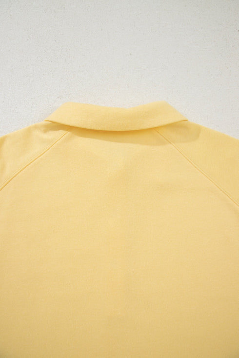 Casual Button Collar Drop Shoulder Pullover Coordinated Short Sets