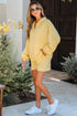 Casual Button Collar Drop Shoulder Pullover Coordinated Short Sets