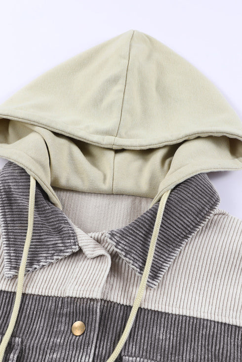 Casual Button Down Hooded Corduroy Shirt Jacket