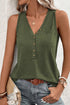 Casual Button Front Pocket V Neck Henley Tank