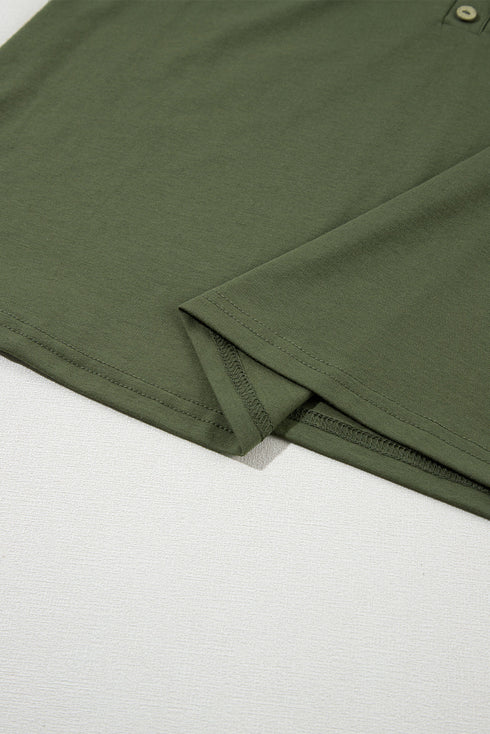 Casual Button Front Pocket V Neck Henley Tank
