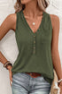 Casual Button Front Pocket V Neck Henley Tank