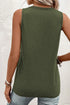 Casual Button Front Pocket V Neck Henley Tank