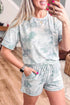 Casual Camouflage Abstract Print Elastic Waist Short Set