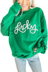 Casual Chenille Letter Embroidered Cotton Blend Pullover Sweatshirt