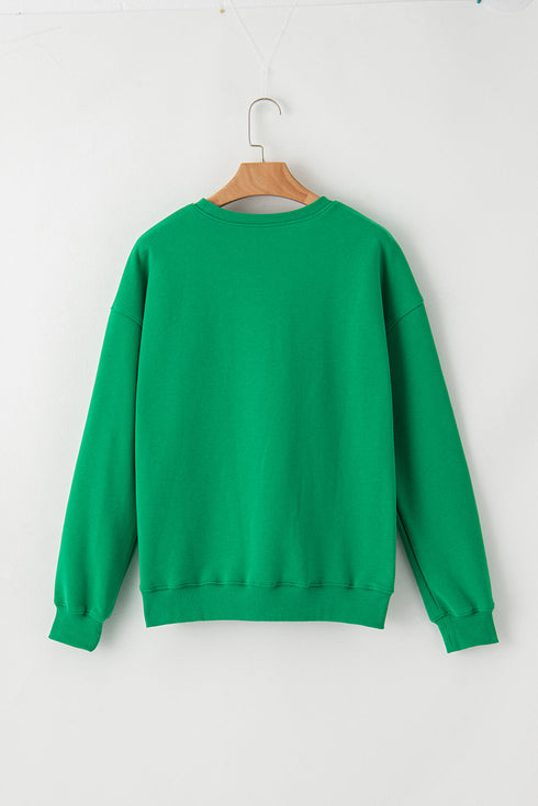 Casual Chenille Letter Embroidered Cotton Blend Pullover Sweatshirt