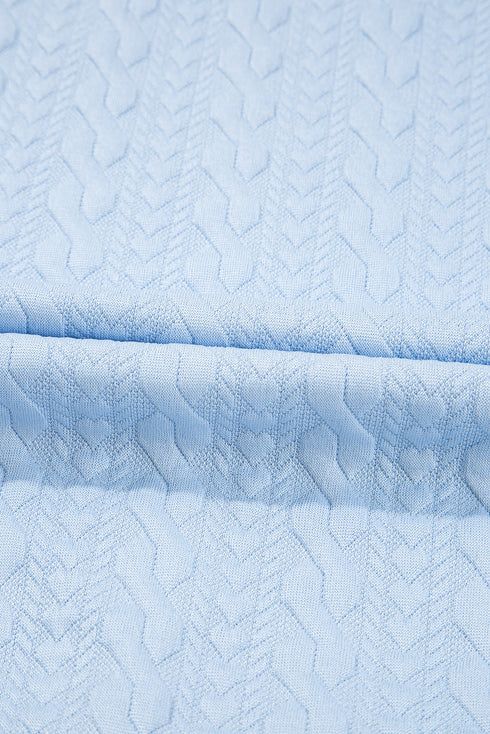 Casual Chic Textured Knit Contrast Trim Crewneck Tee And Pocketed Skirt Set