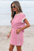 Casual Chic Textured Knit Contrast Trim Crewneck Tee And Pocketed Skirt Set
