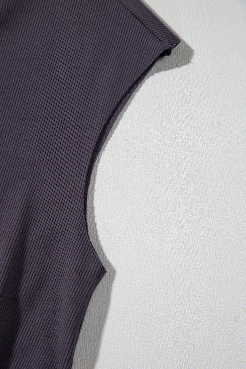 Casual Cool Knit Open Back Cap Sleeve Drawstring Waist Pocket Romper