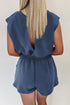 Casual Cool Knit Open Back Cap Sleeve Drawstring Waist Pocket Romper