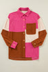 Casual Curved Hem Corduroy Pocket Shirt Jacket