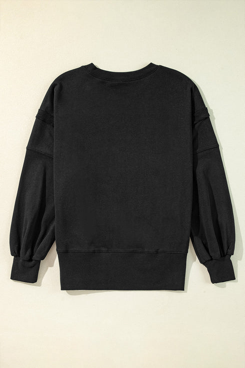Casual Drop Shoulder Split Hem Pullover Sweatshirt