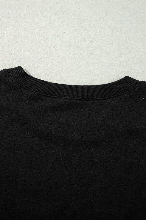 Casual Drop Shoulder Split Hem Pullover Sweatshirt