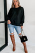 Casual Drop Shoulder Split Hem Pullover Sweatshirt