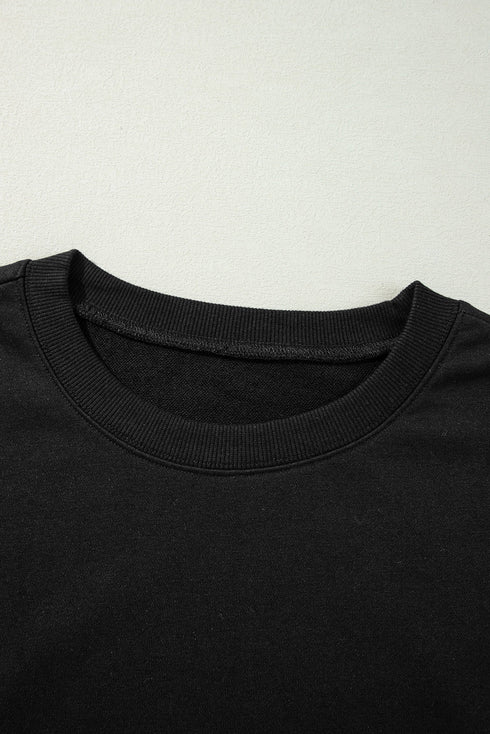 Casual Drop Shoulder Split Hem Pullover Sweatshirt