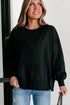 Casual Drop Shoulder Split Hem Pullover Sweatshirt