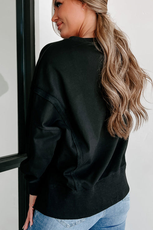 Casual Drop Shoulder Split Hem Pullover Sweatshirt