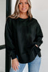 Casual Drop Shoulder Split Hem Pullover Sweatshirt