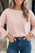 Casual Elegant Solid Ruffle Cuff Long Sleeve Top
