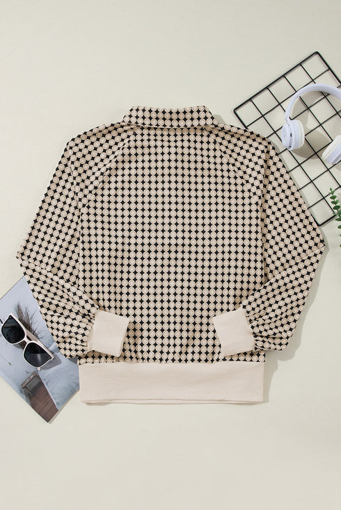 Casual Exclusive Patchwork Paneled Collared Pullover Sweatshirt