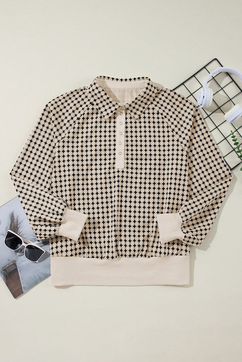 Casual Exclusive Patchwork Paneled Collared Pullover Sweatshirt