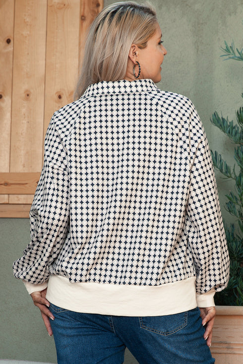 Casual Exclusive Patchwork Paneled Collared Pullover Sweatshirt