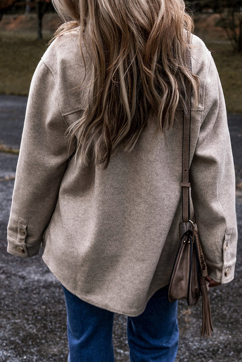 Casual Flap Pocket Turn Down Collar Buttoned Jacket