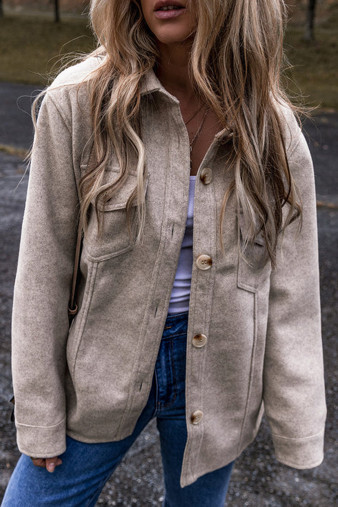 Casual Flap Pocket Turn Down Collar Buttoned Jacket