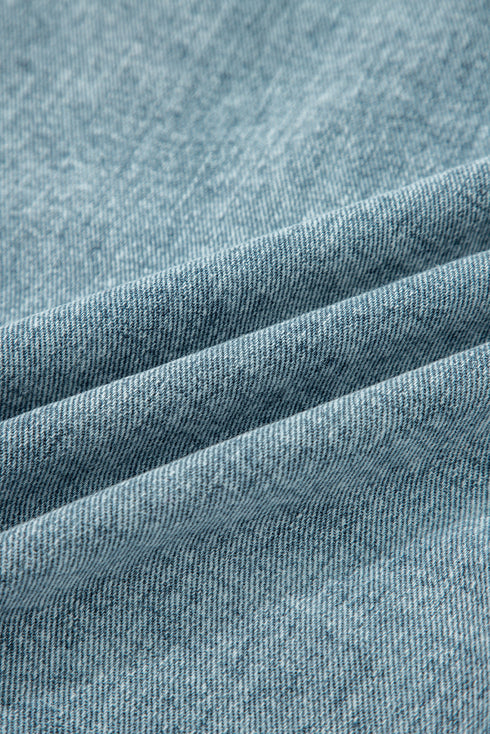 Casual Frayed Detail Button Flap Pocket Denim Vest