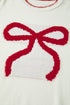 Casual Graphic Bow Pattern Detail Loose Knit Sweater