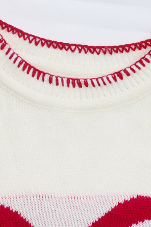 Casual Graphic Bow Pattern Detail Loose Knit Sweater