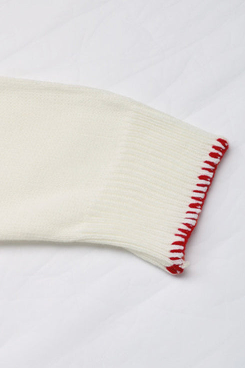 Casual Graphic Bow Pattern Detail Loose Knit Sweater
